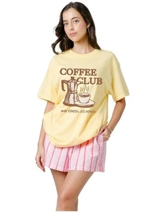Coffee Lovers Tee in Yellow