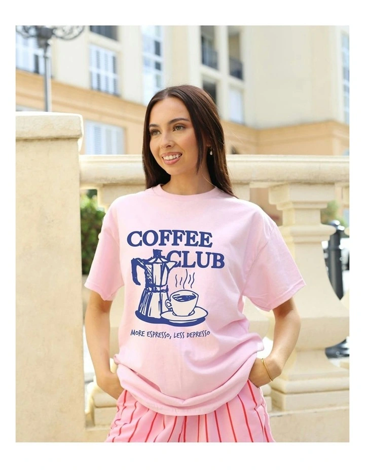 Coffee Lovers Tee in Pink image 6