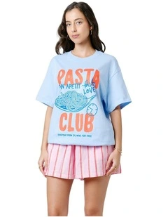 Pasta Club Tee in Blue