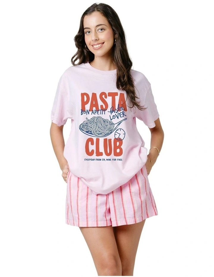 Pasta Club Tee in Pink image 3