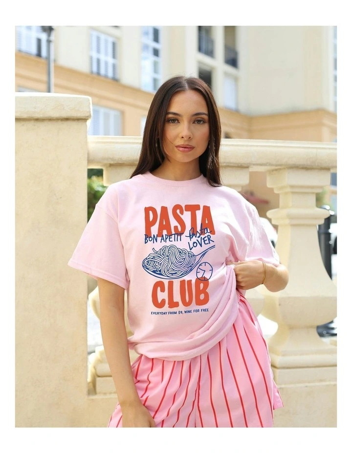 Pasta Club Tee in Pink image 4