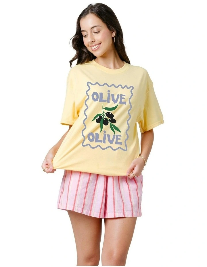 Olive You Tee in Yellow image 3