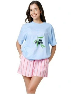 Olive You Tee in Blue