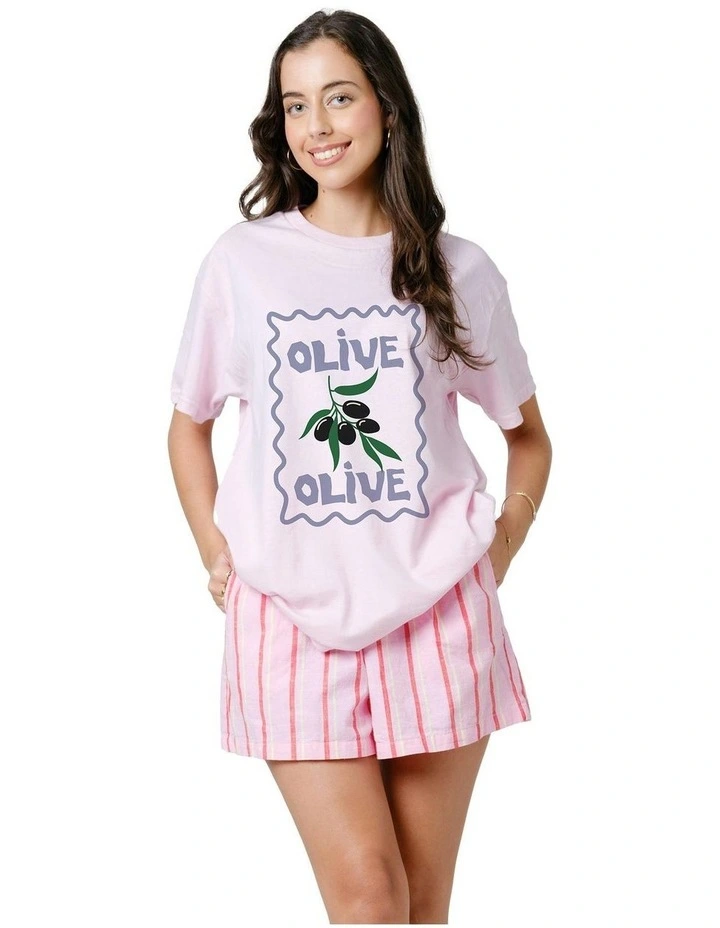 Olive You Tee in Pink image 1