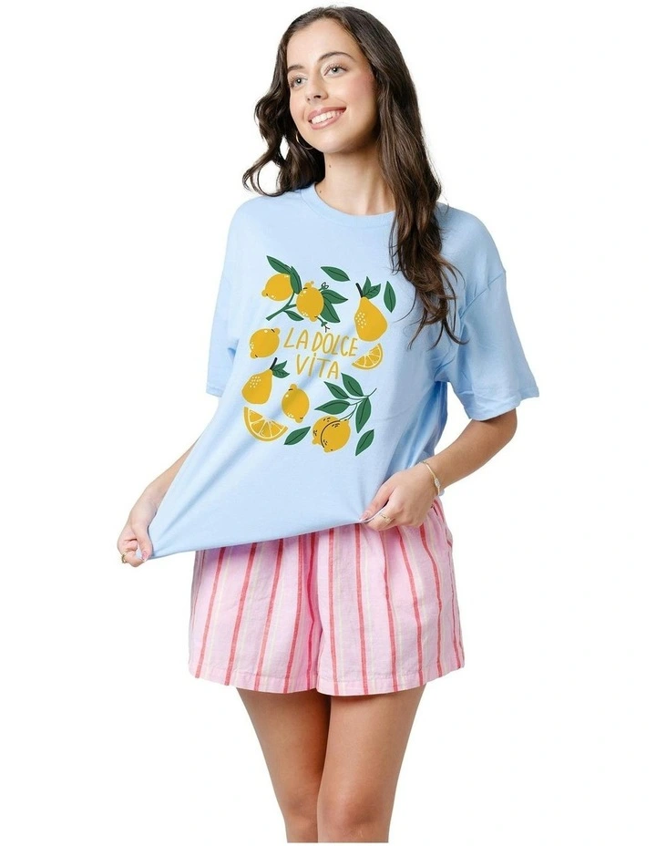 La Lemon Tee in Blue image 3