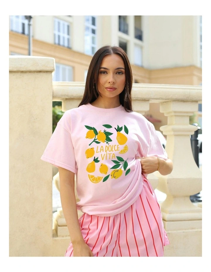 La Lemon Tee in Pink image 4