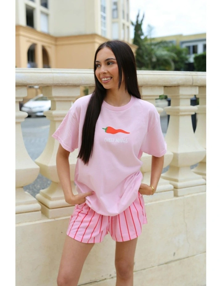 Chilli Marg Tee in Pink image 5