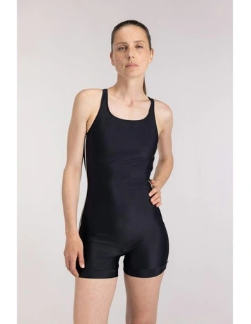 Boyleg Cut One Piece Swimsuit in Black