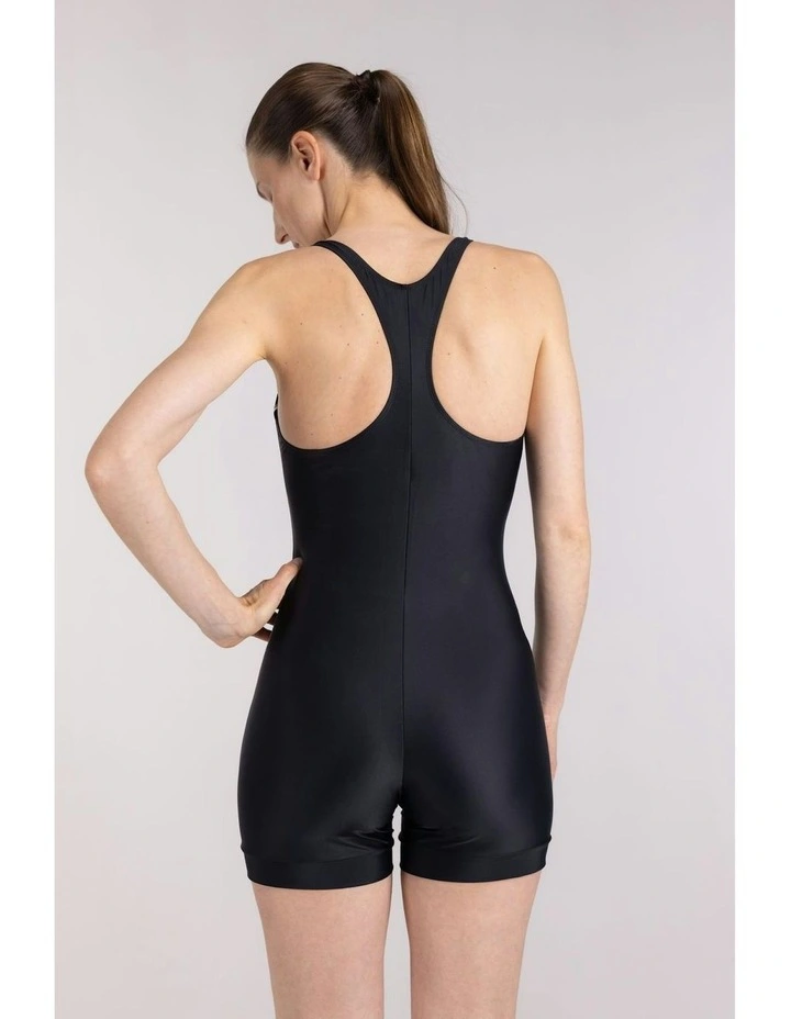 Boyleg Cut One Piece Swimsuit in Black image 2