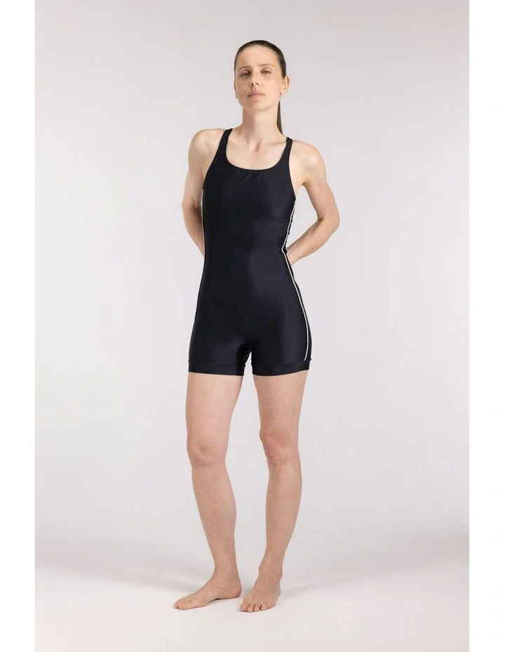 Boyleg Cut One Piece Swimsuit in Black image 3