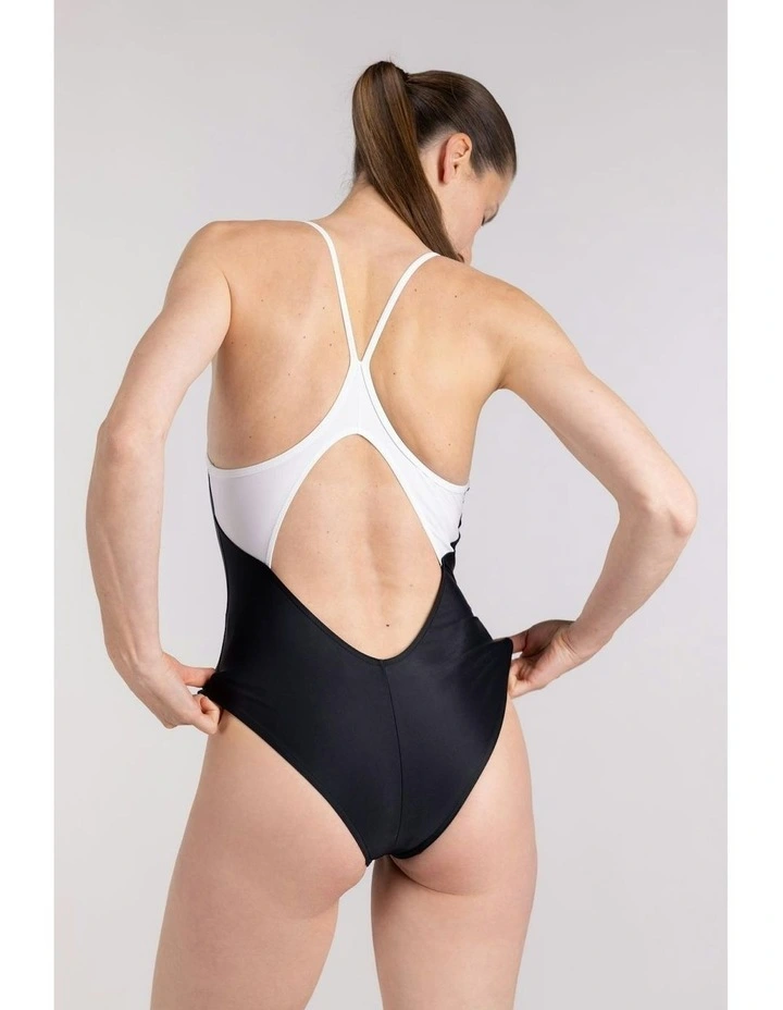 High Cut Racerback Swimsuit in Black image 2