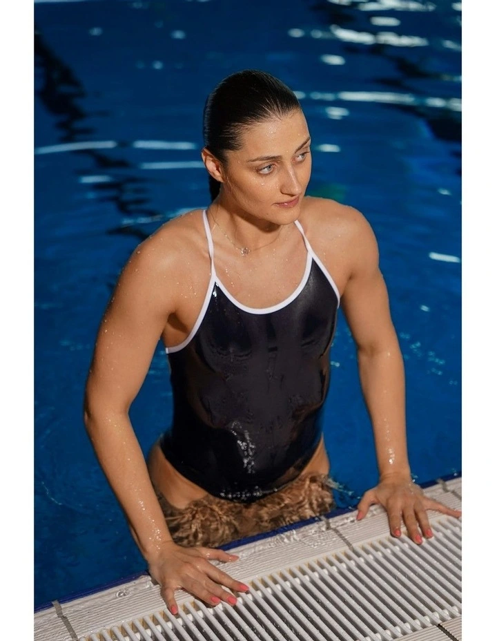 High Cut Racerback Swimsuit in Black image 6