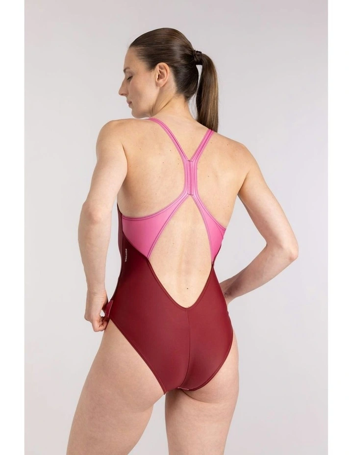 High Cut Racerback Swimsuit in Red/Pink image 2
