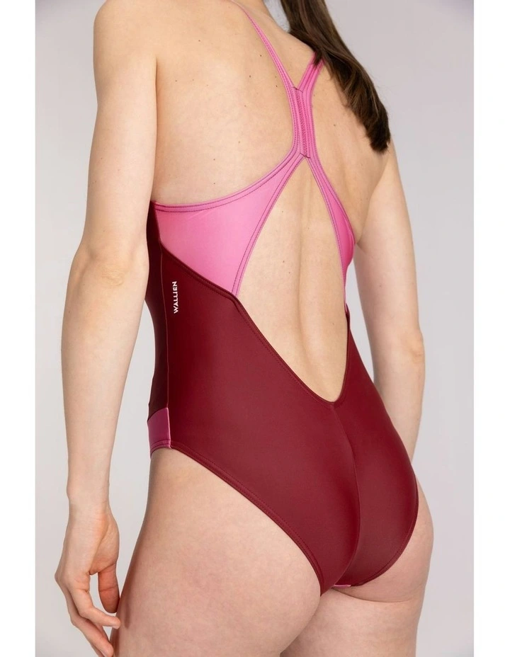 High Cut Racerback Swimsuit in Red/Pink image 3