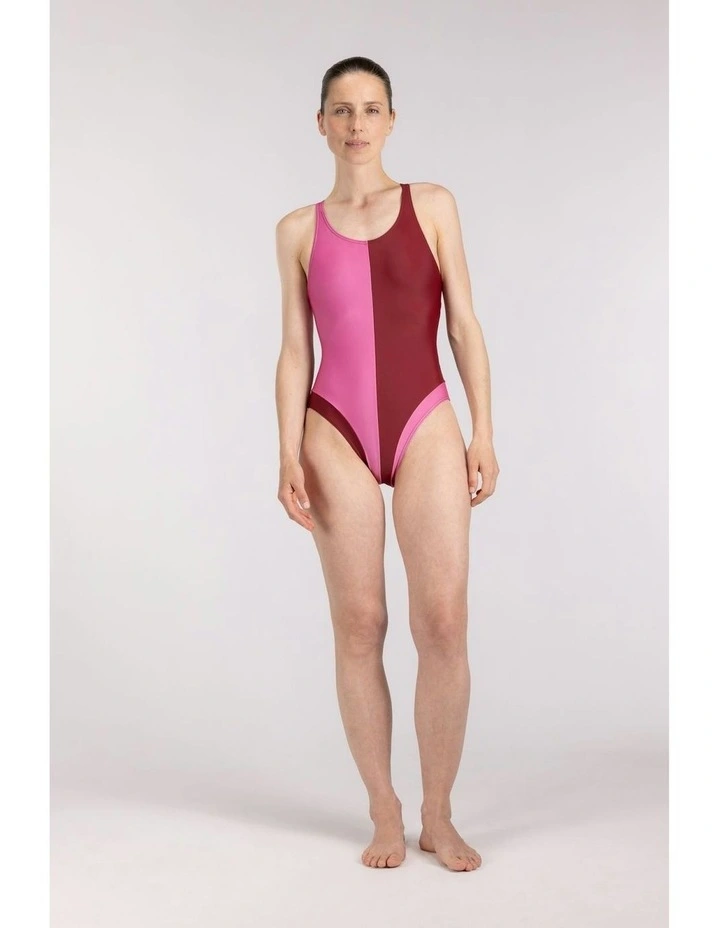 High Cut Racerback Swimsuit in Red/Pink image 4