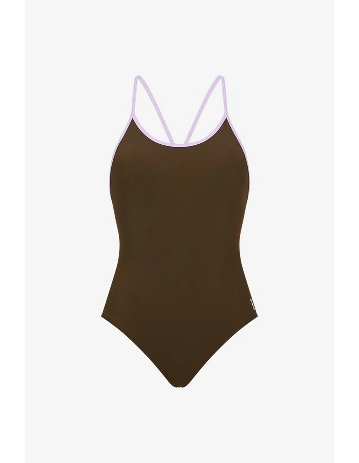 Liberty Racerback Swimsuit in Coffee image 1