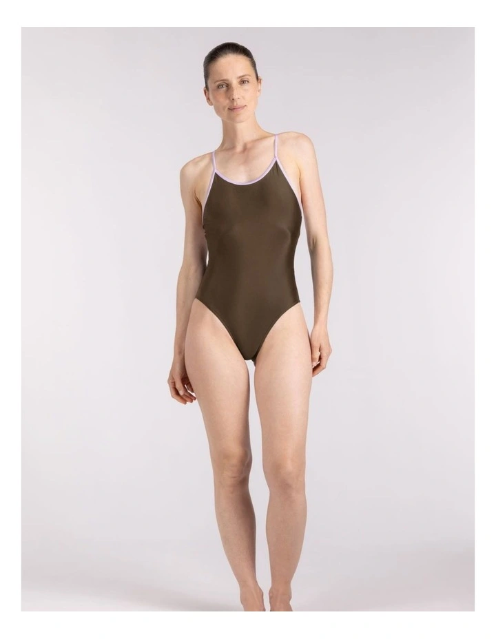 Liberty Racerback Swimsuit in Coffee image 3