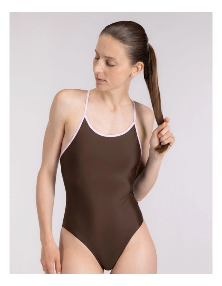 Liberty Racerback Swimsuit in Coffee image 3