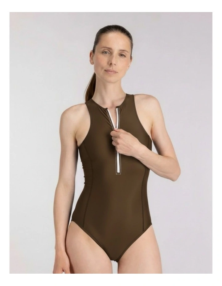 Yemaya One Piece Sleeveless Swimsuit in Coffee image 3