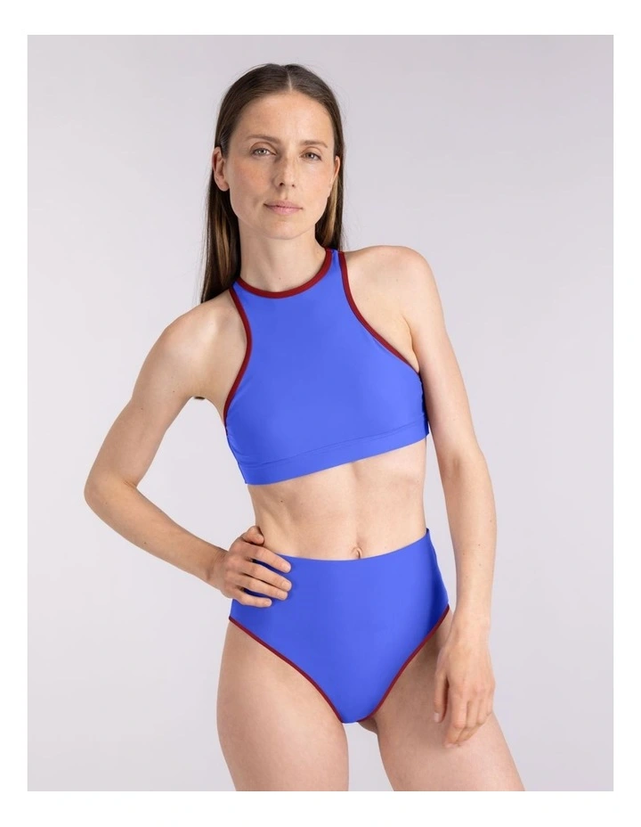 High Waist Bikini Bottom in Blue image 1