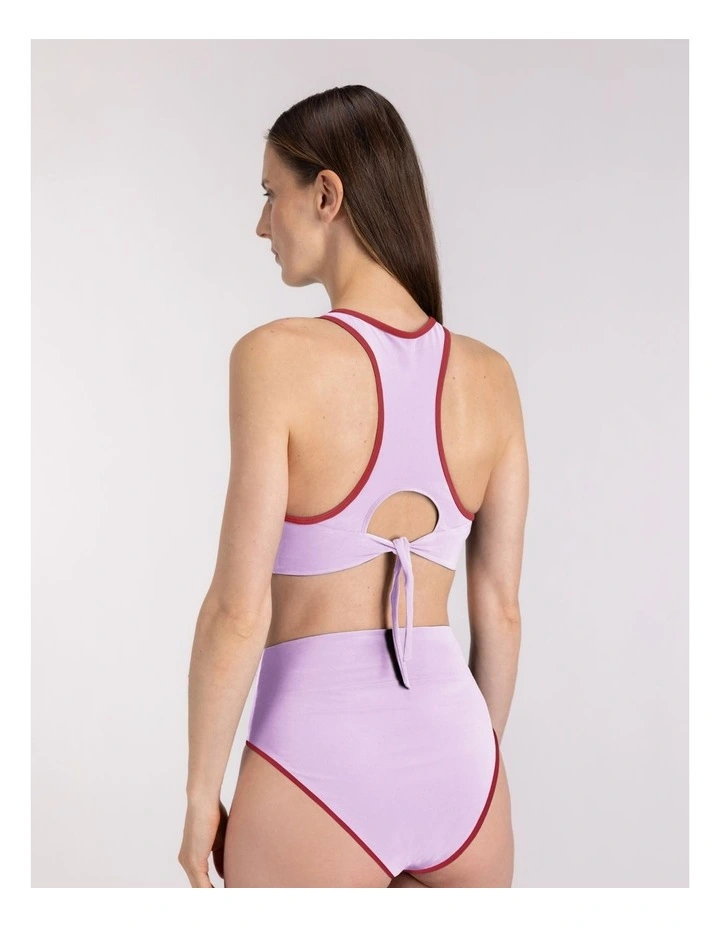 Racerfront Tie Bikini Top in Lilac image 2