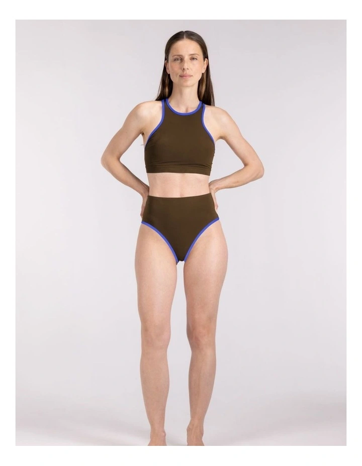 Racerfront Tie Bikini Top in Coffee image 5