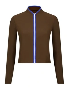 Rash Guard With Zip in Coffee