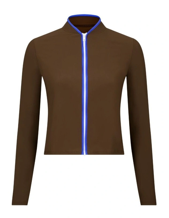 Rash Guard With Zip in Coffee image 1