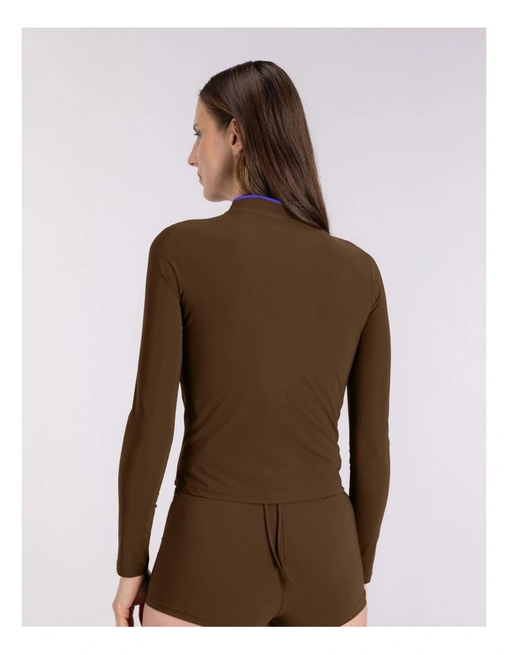 Rash Guard with Zip in Coffee image 2