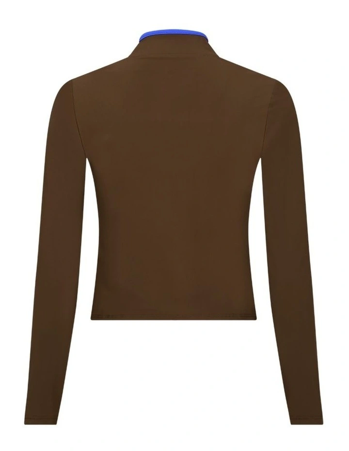 Rash Guard With Zip in Coffee image 2