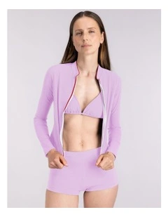 Rash Guard with Zip in Lilac