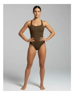 Nerida One Piece Swimsuit Scoop Neck in Coffee