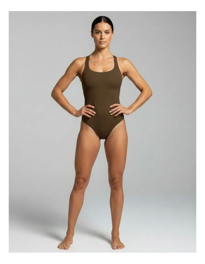 Nerida One Piece Swimsuit Scoop Neck in Coffee image 1