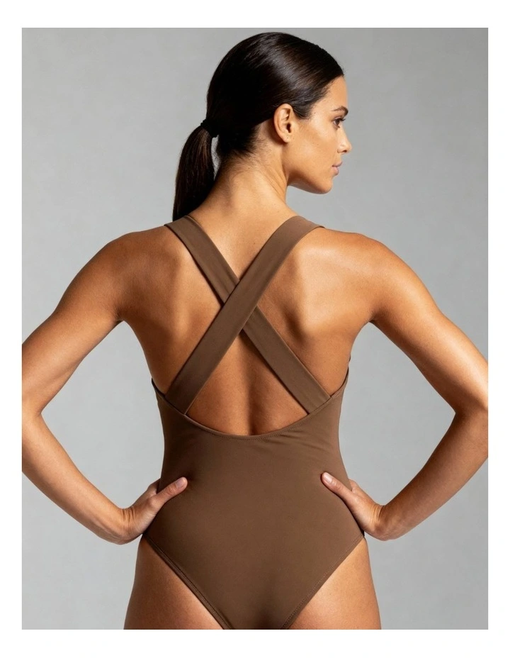 Nerida One Piece Swimsuit Scoop Neck in Coffee image 2