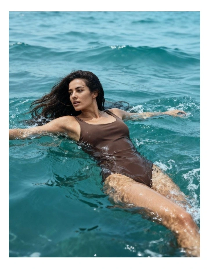 Nerida One Piece Swimsuit Scoop Neck in Coffee image 4