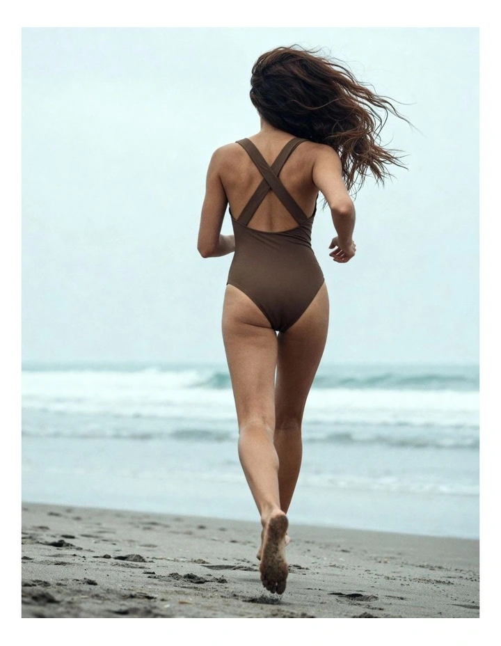 Nerida One Piece Swimsuit Scoop Neck in Coffee image 5