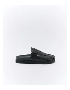 Dune Leather Mule in Black