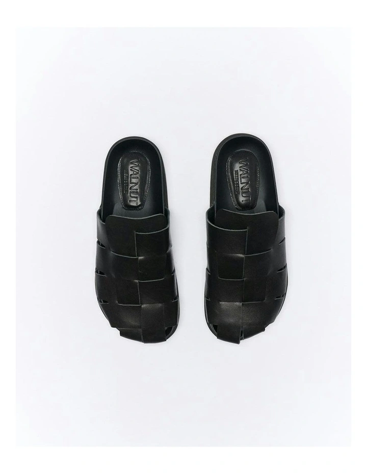Dune Leather Mule in Black image 3