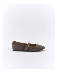 Bianca Leather Ballet in Chocolate Suede