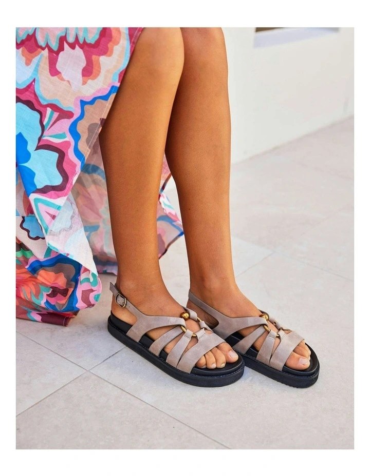 Dulce Leather Sandal in Beige image 2