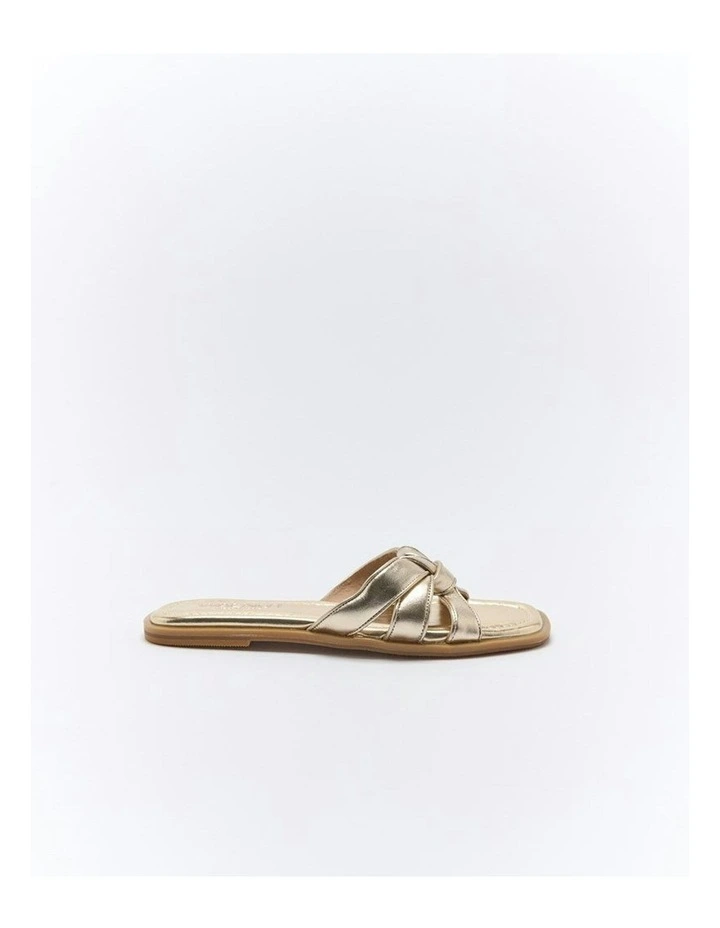 Eden Leather Slide in Soft Gold image 1