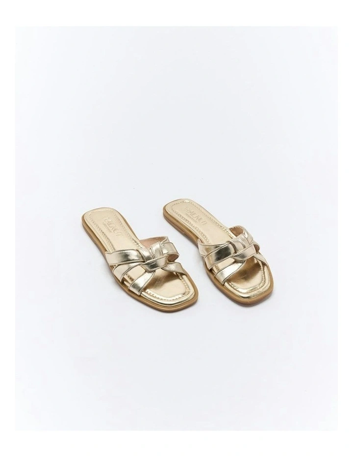 Eden Leather Slide in Soft Gold image 3