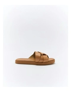 Laine Leather Slide in Coconut Tan