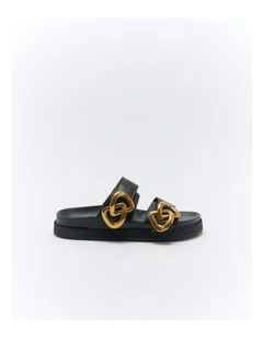Meadow Leather Slide in Black