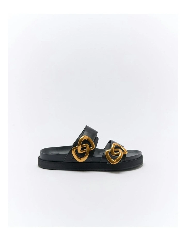 Meadow Leather Slide in Black image 1