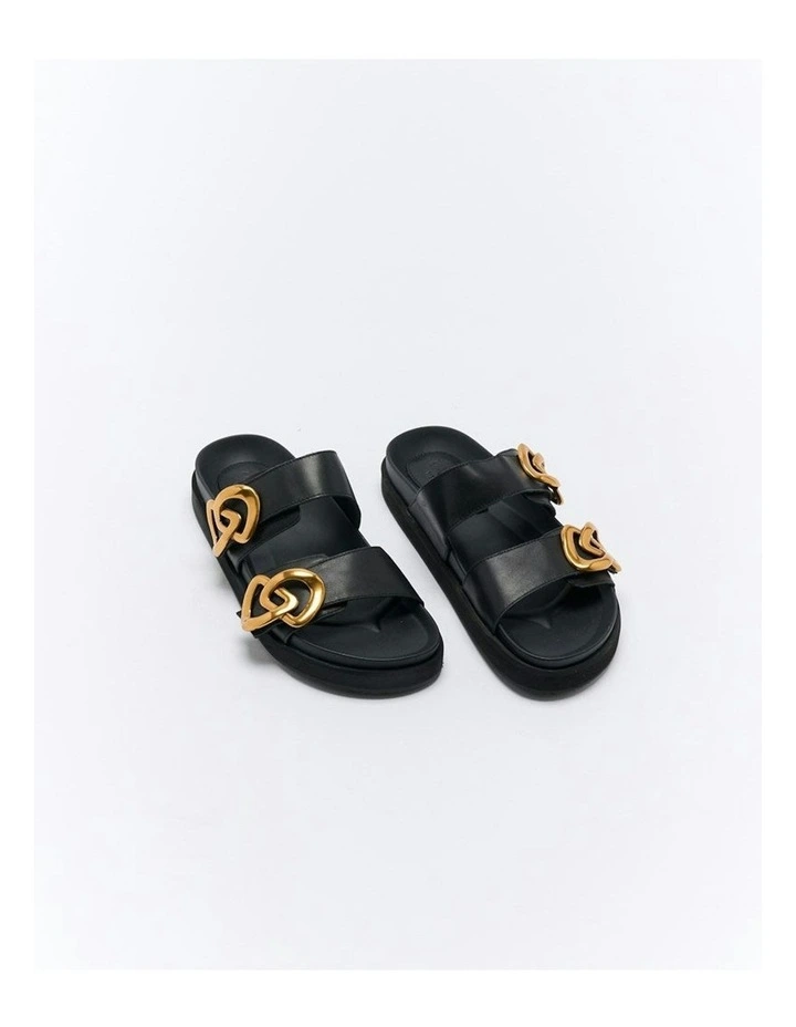 Meadow Leather Slide in Black image 2