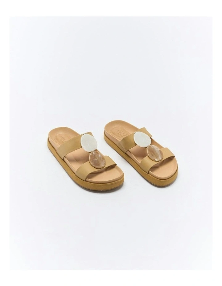 Micah Leather Slide in Biscuit image 3