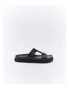 Micah Leather Slide in Black