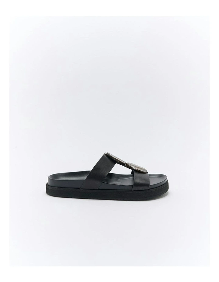 Micah Leather Slide in Black image 1