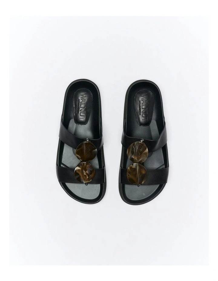 Micah Leather Slide in Black image 3